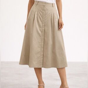 Dalia Collection Chic Beige A-Line Women's Skirt size 4 100% cotton